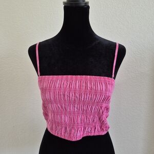 a new day Hot Pink Smocked Cami Crop Top